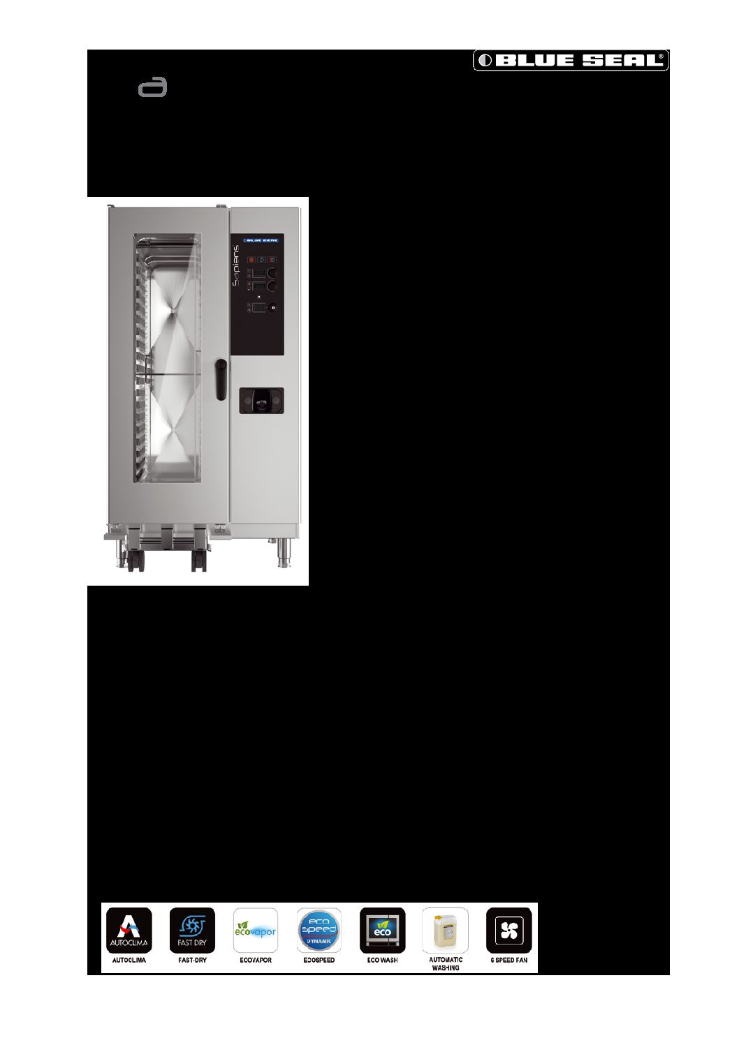 cover page of the Blue Seal Combi Oven E21RSDW – 20 Tray specification sheet pdf