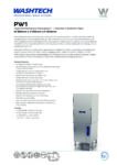 cover page of the Washtech PW1 Wide Body Pass Through Warewasher specification sheet pdf