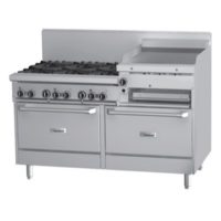 Garland GF60-6R24RR 6 Burner Combination Range with 2 Standard Ovens & Raised Griddle/Broiler