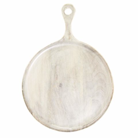 Chef Inox Mangowood Serving Board Round W/Hdl 250X350X15Mm White