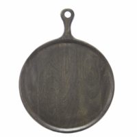 Chef Inox Mangowood Serving Board Round W/Hdl 250X350X15Mm Dark