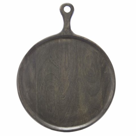 Chef Inox Mangowood Serving Board Round W/Hdl 300X400X15Mm Dark