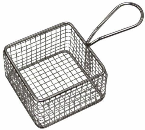 Chef Inox Square Serving Basket With Handle 95X95Mm