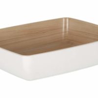 Zicco Echo Rectangular Bowl ? White/Birch ? 325x265x75mm