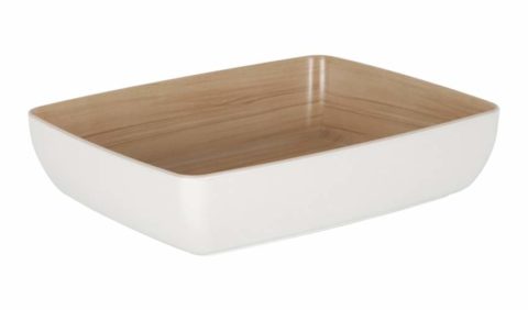 Zicco Echo Rectangular Bowl ? White/Birch ? 325x265x75mm