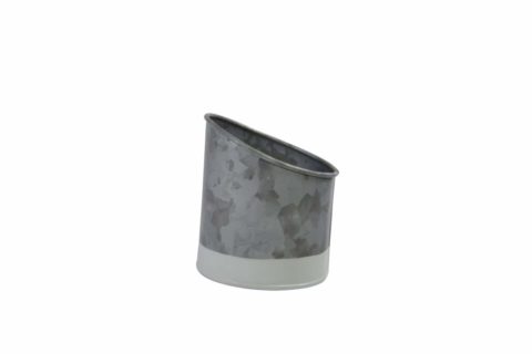 Chef Inox Coney Island -Galvanised Pot Slant Dipped White 105X115Mm