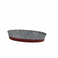 Chef Inox Coney Island -Galvanised Oval Tray Dipped Red 240X160X45Mm