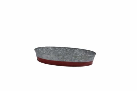 Chef Inox Coney Island -Galvanised Oval Tray Dipped Red 240X160X45Mm