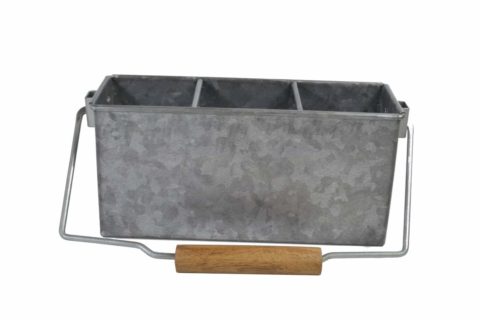 Chef Inox Coney Isand -Galvanised 3 Comp Caddy With Hdl 250X90X115Mm