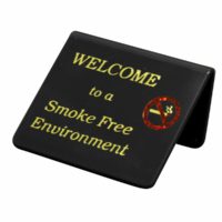 Chef Inox Welcome To Smoke Free Environment Table Sign (Gold On Black)