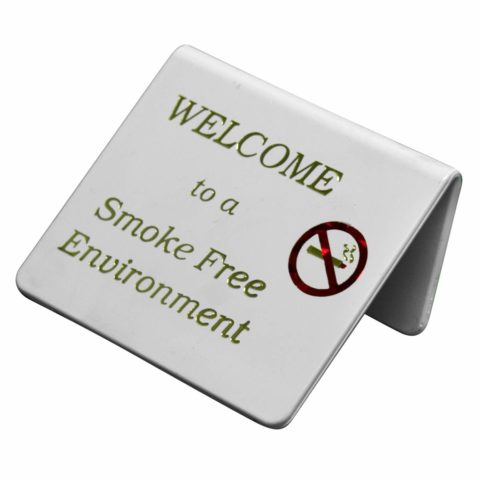 Generic Welcome To Smoke Free Environment Table Sign (Gold On White)