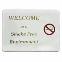 Chef Inox Welcome To Smoke Free Environment Wall Sign (Gold On White)