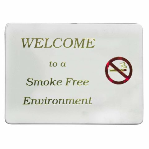 Chef Inox Welcome To Smoke Free Environment Wall Sign (Gold On White)