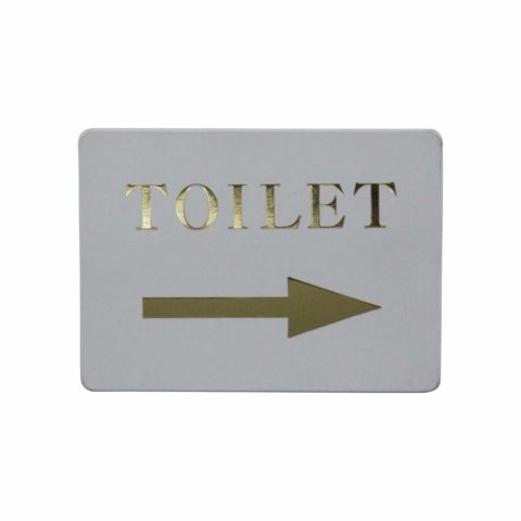 Generic Toilet/Right Arrow Wall Sign (Gold On White)