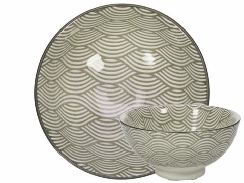 GUSTA Small Bowl 10×4,6cm Gray Waves + Waves