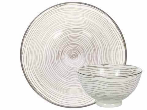 GUSTA Medium Bowl ø13.5×7.5cm Gray Swirl + Swirl