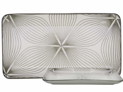 GUSTA Rectangular Plate 22.5×12.5cm Gray Wire Flower