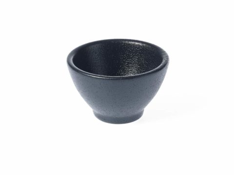 TABLEKRAFT BLACK ROUND SAUCE DISH FOOTED 76x47mm