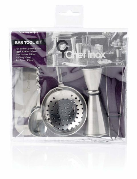 Chef Inox Bar Set-5Pc (Tong, Jigger, Strainer, Opener, Spoon)